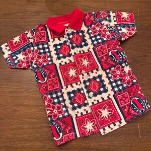 Vintage Children’s Cowboy OK Polo Button Shirt 12 Mo Paisley Americana Western
